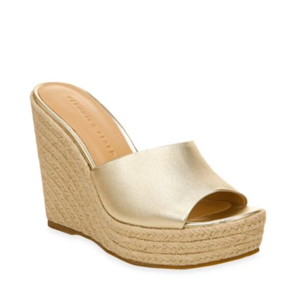 Veronica Beard Shoes - Veronica Beard 'Dali' Metallic Leather Espadrille Sandals, Platinum